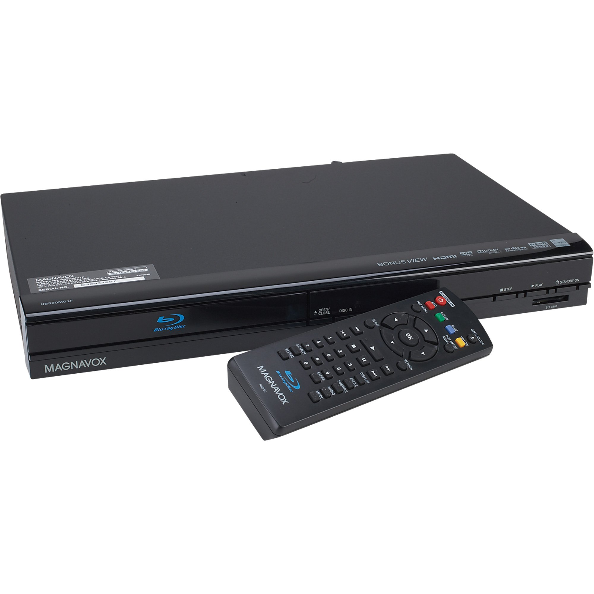 Magnavox Reconditioned BluRay DVD Player, Model RNB500MG1F Northern